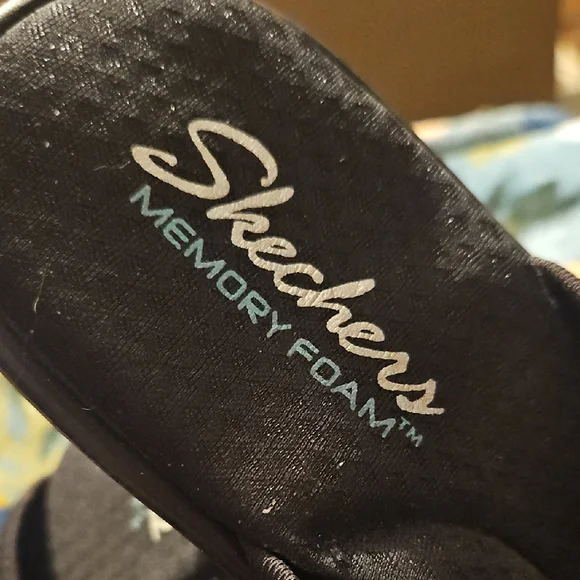 Skechers Black Sandals with Silver Accents - Picture 2 of 4